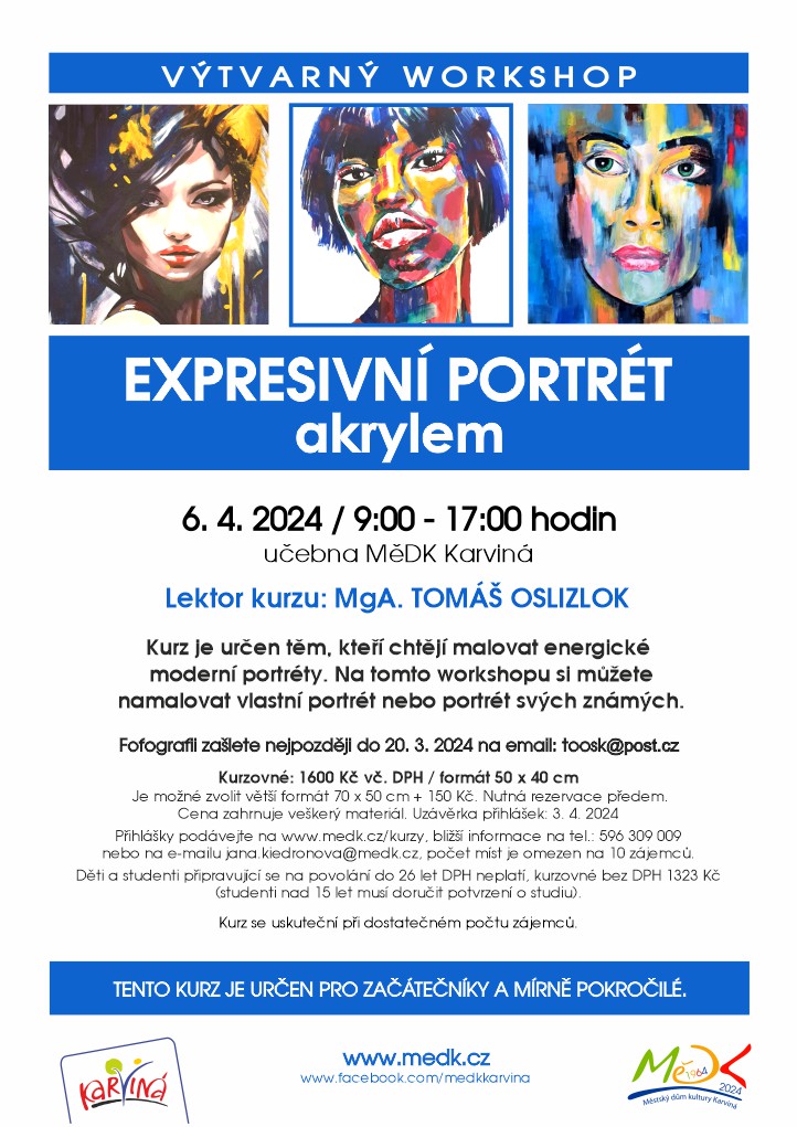 Expresivní portrét akrylem - výtvarný workshop
